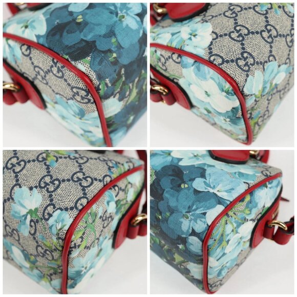 GUCCI GG Supreme Blooms Boston Bag PVC Outlet 2way Red Gold - Picture 15 of 15